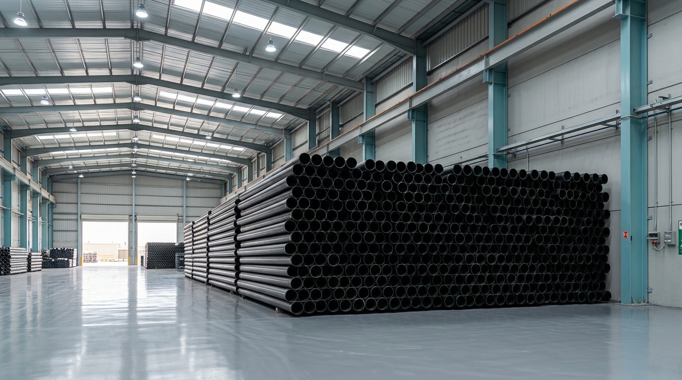 Finished UPVC pipe stock at Sulimani National Factory, Jeddah